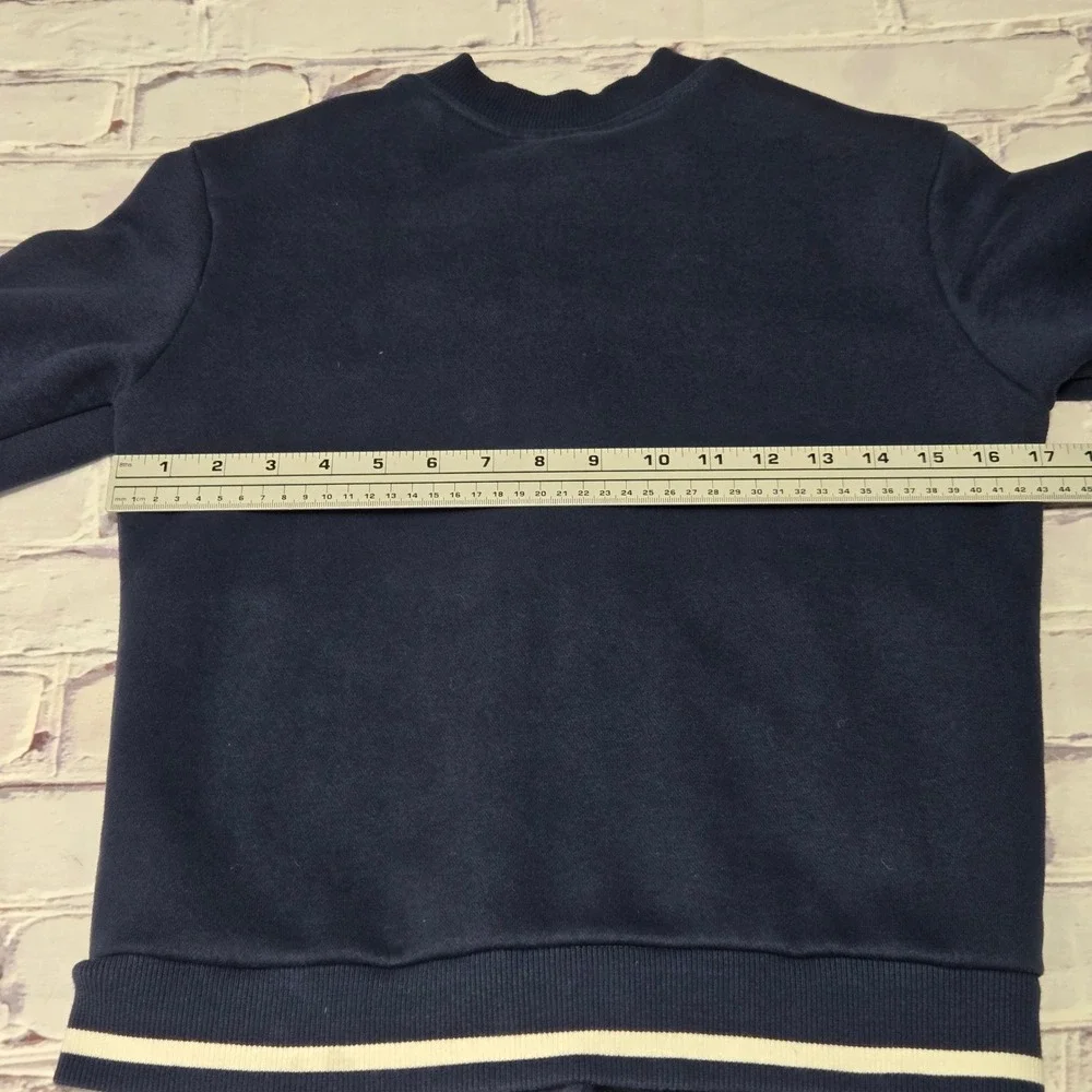 Puma Bomber Jacket Navy Blue Snap Fleece Sport Athletic Kids Size M 10/12